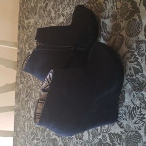 Black ultra suede shoe boots